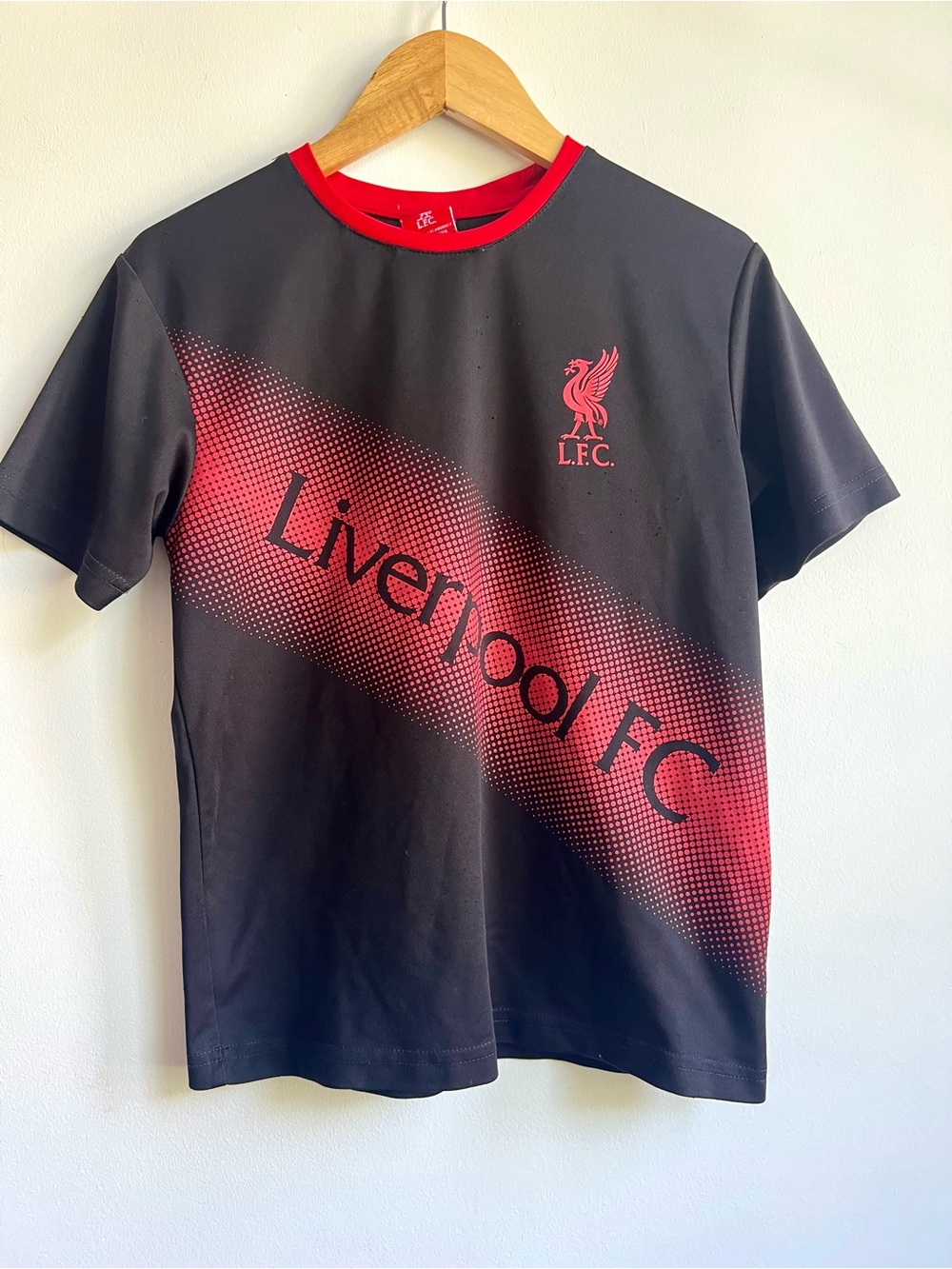 Liverpool Black T-Shirt with Red Diagonal Graphic